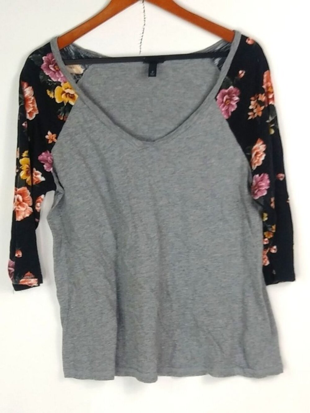 Torrid Gray Black Rose Baseball Top 0X Plus